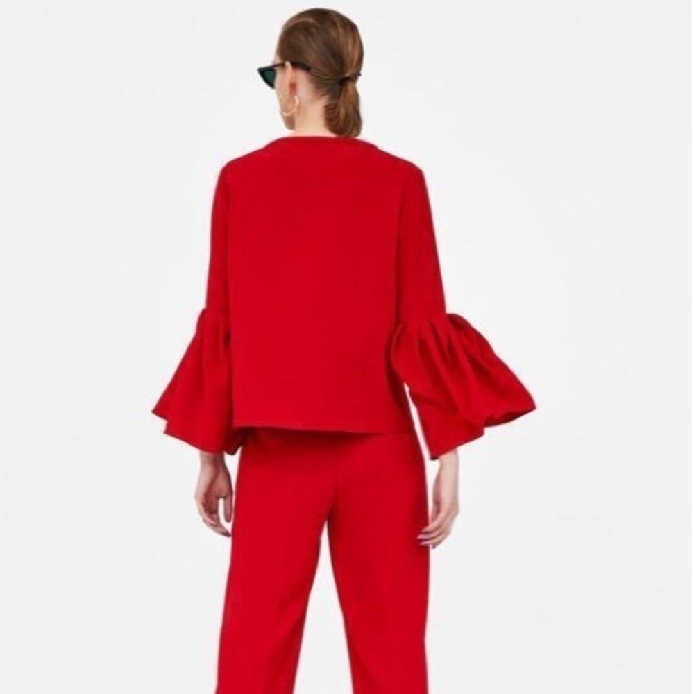 Zara Ruffled Bell Sleeve Top/Medium - Picture 2 of 7